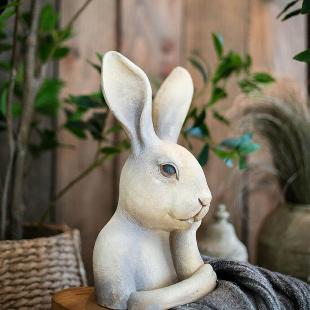 Rabbit Head Sculpture Unusual Design Table Handmade Bunny Figurine Desktop  Decor - Warmly Design
